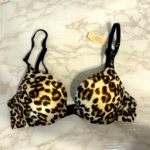 Victoria’s Secret Y2K bombshell plunge 2 cup sizes padding animal print - Picture 1 of 9